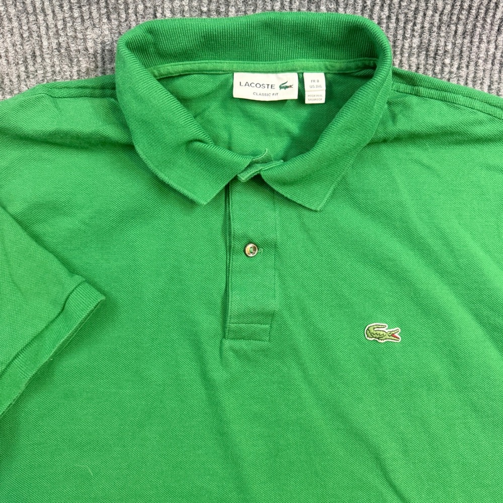 Lacoste Polo Shirt Mens 3XL Green Classic Fit Short Sleeve Pique Cotton FA10615